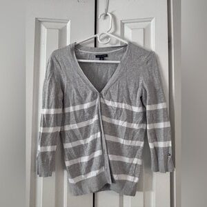 Tommy Hilfiger Gray and White Women's Cardigan